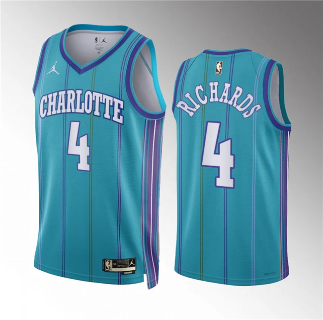 Men's Charlotte Hornets #4 Nick Richards Teal 2023/24 Classic Edition Stitched Basketball Jersey